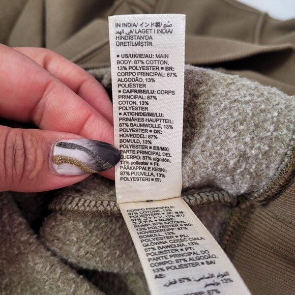 Goodthreads Women Heritage Fleece Long Sleeve Ruffle Shoulder Sweatshirt Olive M - Picture 8 of 11